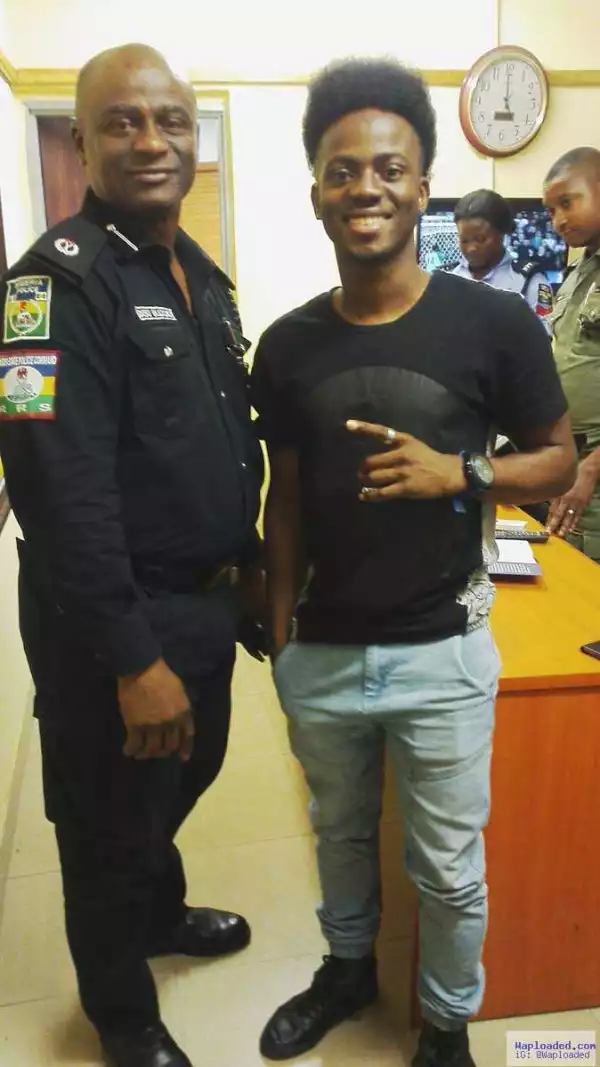 Korede Bello And Daddy Showkey At Rapid Response Squad Office (Photos)